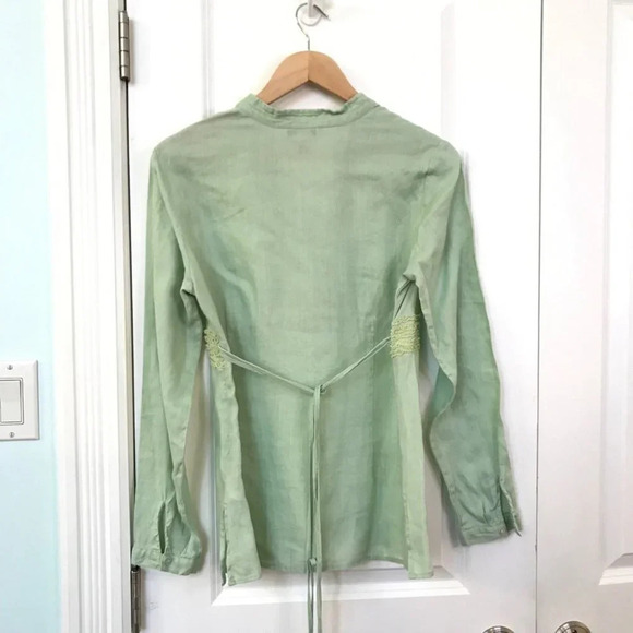 Y2K Edward Linen Blouse Fairy Whimsical Renfaire Medieval Ruffled Popover Top - Picture 3 of 9